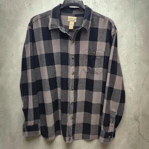 Blue Mountain Flannel Shirt Mens XL Grey Black Plaid Utilitarian Gorpcore